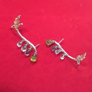 Multi gemstones briolite Earrings in silvertone